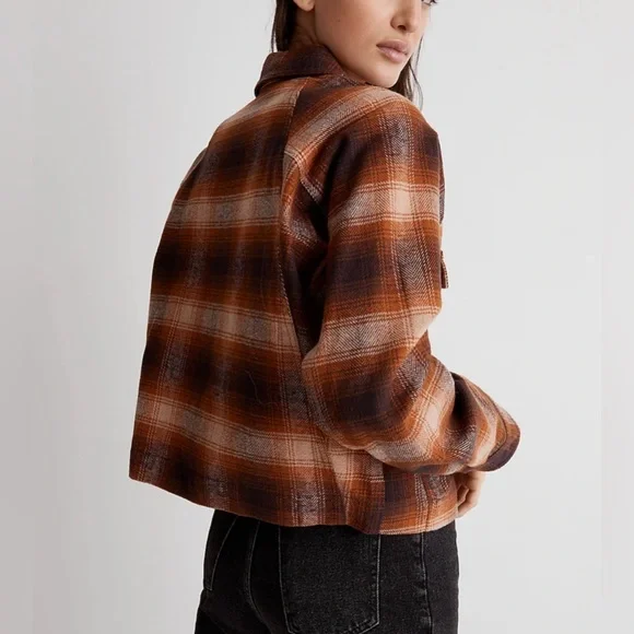 NEW Madewell Flannel Crop Shirt-Jacket in Plaid!!! - Picture 2 of 7